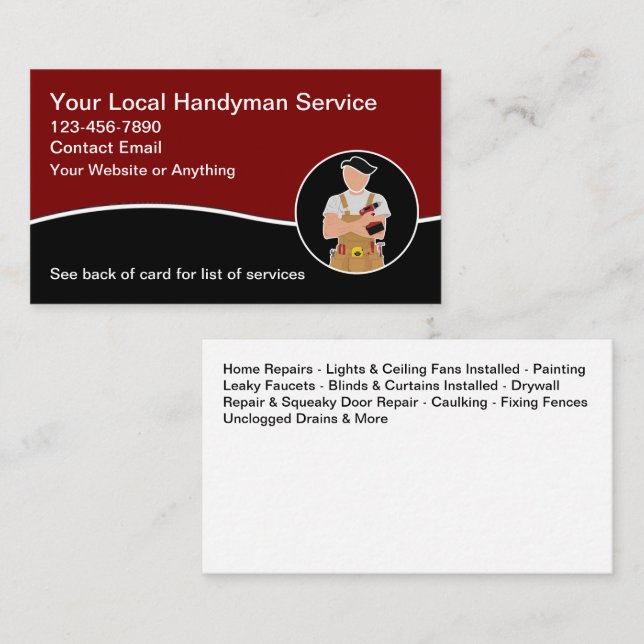 Tarjeta De Visita Guay Modern Handyman Services New (Anverso / Reverso)