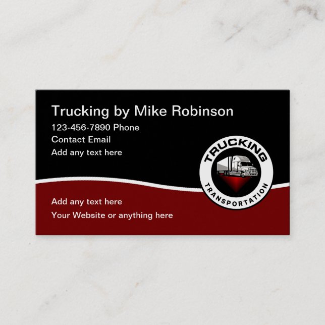 Tarjeta De Visita Guay Modern Trucking Driver (Anverso)