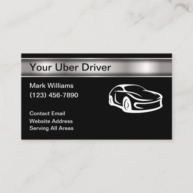 Tarjeta De Visita Guay Modern Uber Driver Ride Hailing (Anverso)