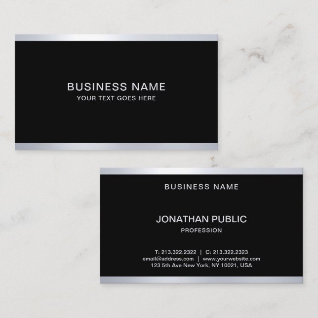 Tarjeta De Visita Guay Moderno De personalizado Elegante, Negro Y Pl (Anverso / Reverso)