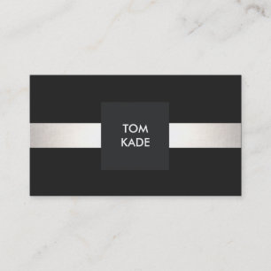 Tarjeta De Visita Guay Moderno Designer Silver Striped Black