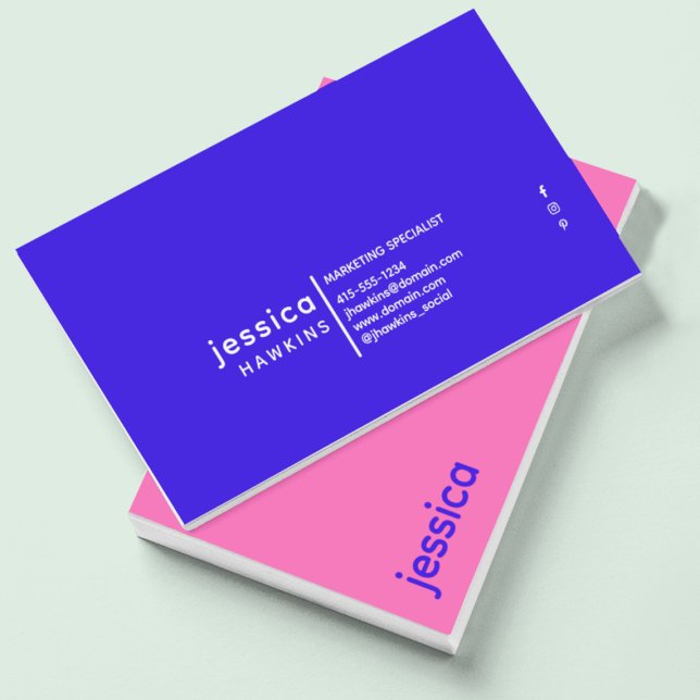 Tarjeta De Visita Guay Moderno Electric Blue & Hot Pink (Subido por el creador)