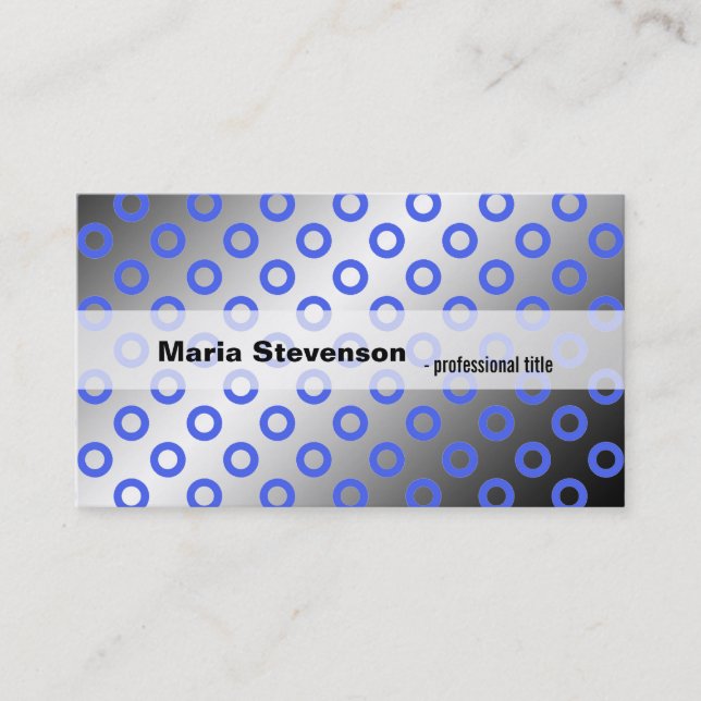 Tarjeta De Visita Guay, modernos puntos de polka azul y gris brillan (Anverso)