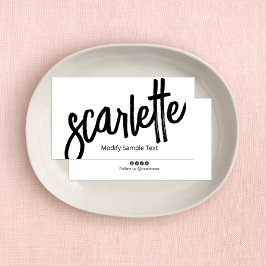 Tarjeta De Visita Guay negrita Guión de pincel escrito a mano Blanco