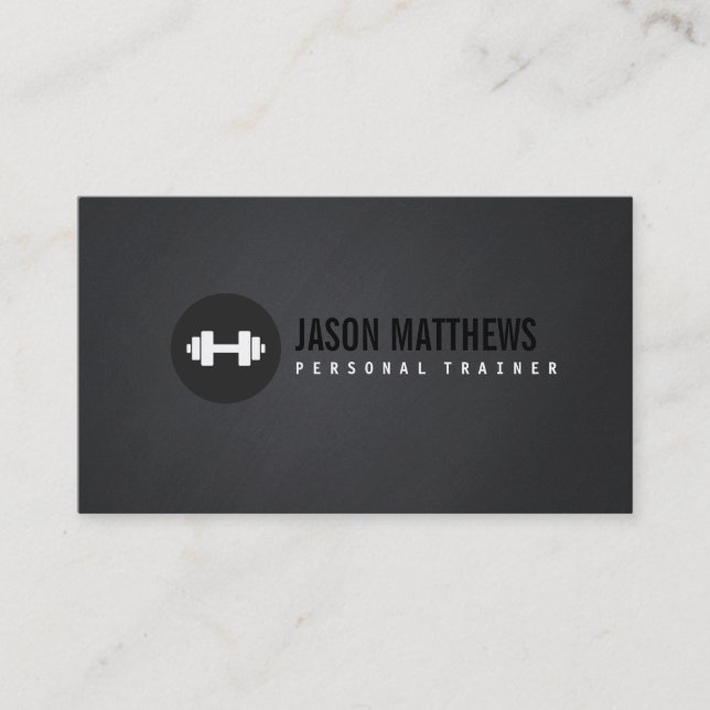 Tarjeta De Visita Guay Personal Trainer White Dumbbell Logo Fitness (Anverso)
