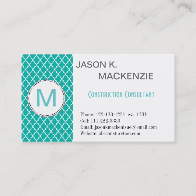 Tarjeta De Visita Guay, profesional del cuatrefoil verde azulado mod (Anverso)