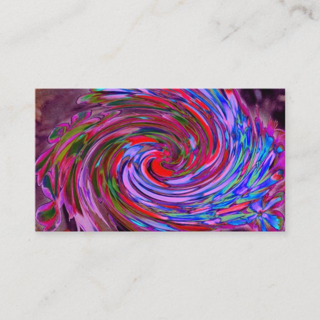 Tarjeta De Visita Guay Red, Blue and Pink Abstract Floral Swirl (Anverso)