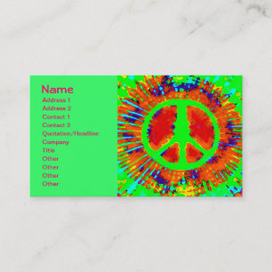 Tarjeta De Visita Guay Resumen Psicodélico Signo de paz de tinte-col