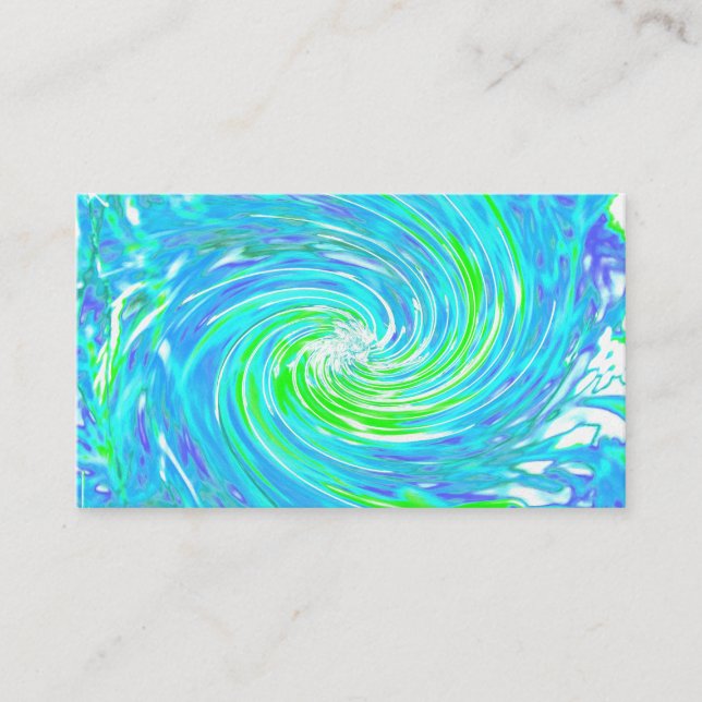 Tarjeta De Visita Guay Resumen Retro Aqua y Lime Green Swirl (Anverso)