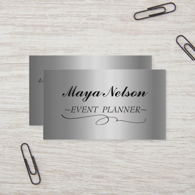 Tarjeta de visita Guay Silver Sparkly de lujo (Anverso/Reverso In Situ)