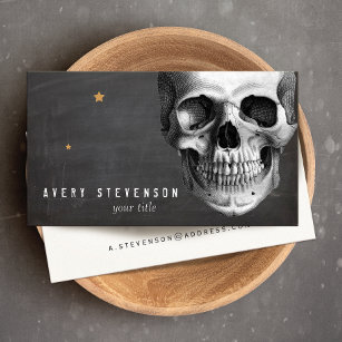 Tarjeta De Visita Guay Vintage Skull Ettching Black