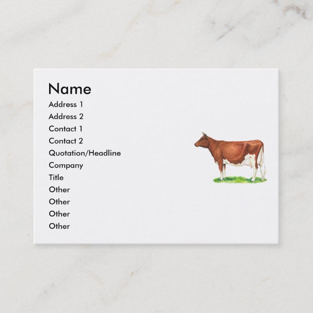 Tarjeta De Visita Guernsey Cow (Anverso)