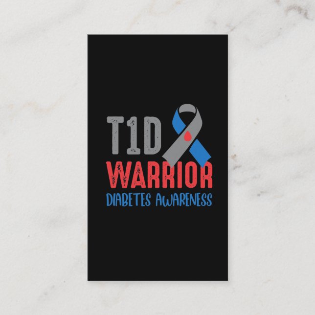 Tarjeta De Visita Guerrero del T1D diabético Sensibilización sobre l (Anverso)