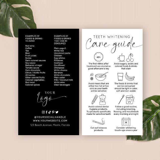 Tarjeta De Visita Guía de atención posterior de blanqueamiento de di (Subido por el creador)