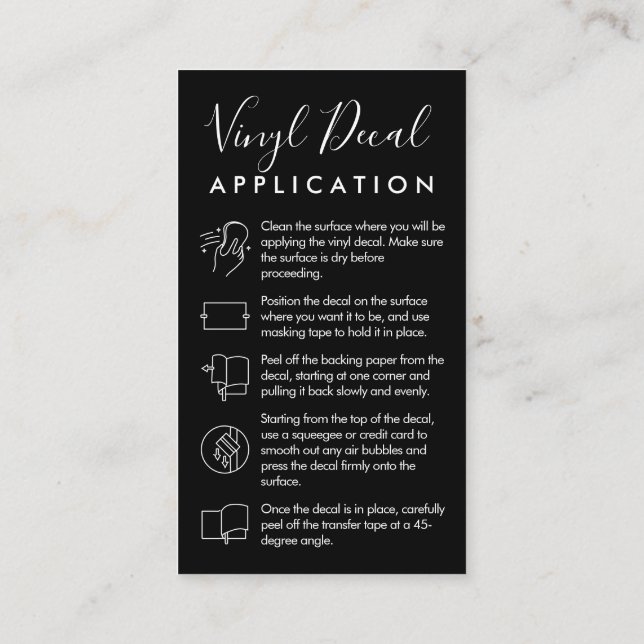 Tarjeta De Visita Guía de cuidado del inyl negro dibujada a mano (Reverso)