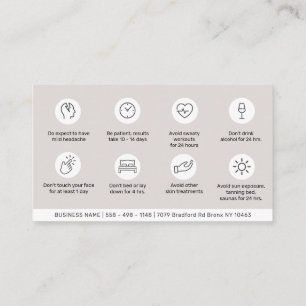 Tarjeta De Visita Guía de cuidados posteriores a Botox Minimal Soft