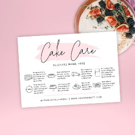 Tarjeta De Visita Guía de instrucciones de cuidado de pasteles de co