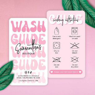 Tarjeta De Visita Guía de Lavado Retro Rosa