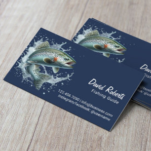 Tarjeta De Visita Guía de pesca Cartas de pesca Azul de la Marina
