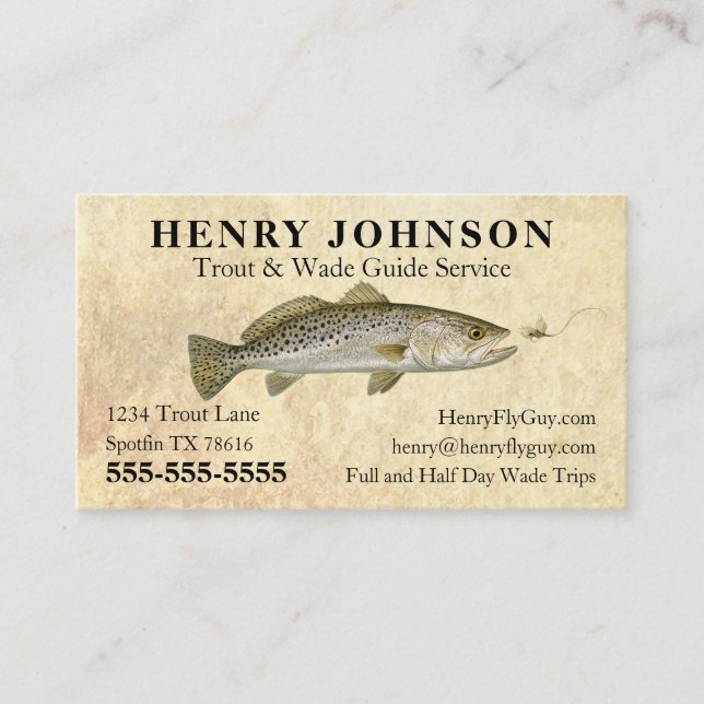 Tarjeta De Visita Guía de pesca con mosca (Anverso)