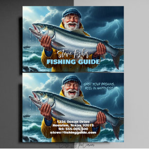 Tarjeta De Visita Guía de Pesca Pescador Lago Océano