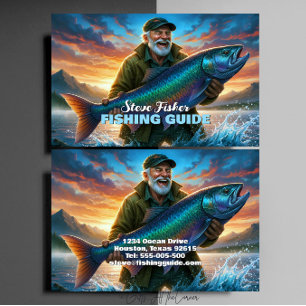 Tarjeta De Visita Guía de Pesca Pescador Pescado Lago Océano