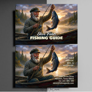 Tarjeta De Visita Guía de Pesca Pescador Pescado Lago Océano