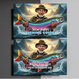 Tarjeta De Visita Guía de Pesca Pescador Pescado Lago Océano