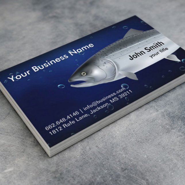 Tarjeta De Visita Guía de pesca Salmon Pescado Marina Azul (Subido por el creador)