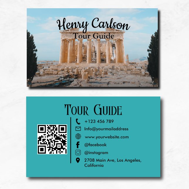 Tarjeta De Visita Guía de viajes Agente de viajes Turquoise QR Code (Subido por el creador)