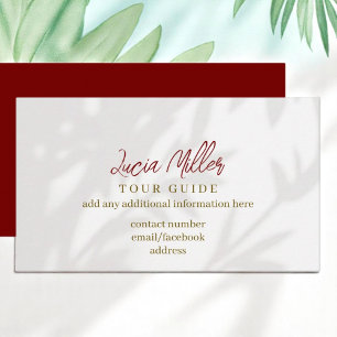 Tarjeta De Visita Guía de visitas guiadas sombras de hojas grises pá