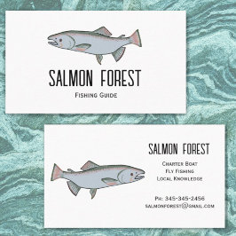Tarjeta De Visita Guía Única de Pesca de Salmón Naturaleza Simple