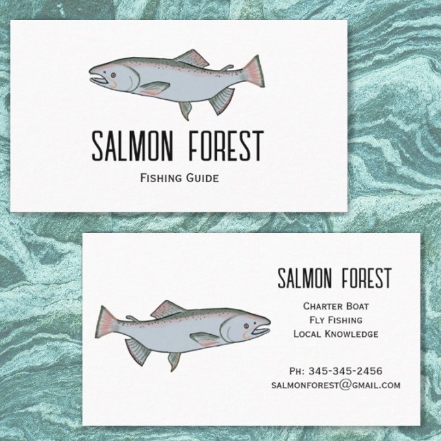 Tarjeta De Visita Guía Única de Pesca de Salmón Naturaleza Simple (Subido por el creador)