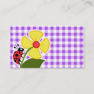 Tarjeta De Visita Guinga a cuadros púrpura; Mariquita