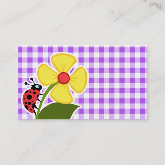 Tarjeta De Visita Guinga a cuadros púrpura; Mariquita (Anverso)
