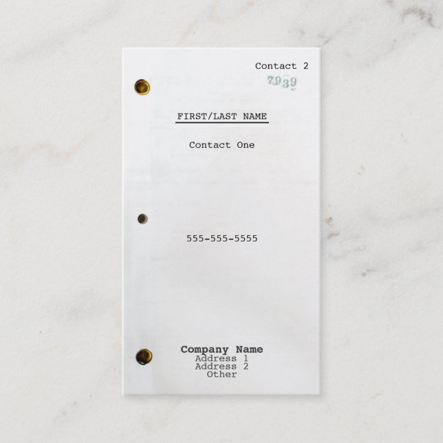 Tarjeta De Visita Guión (Anverso)