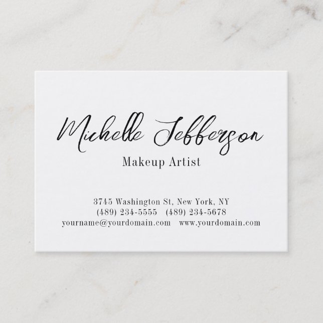 Tarjeta De Visita Guión artístico de maquillaje negro y blanco Chubb (Anverso)