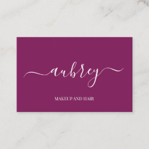 Tarjeta De Visita Guión blanco minimalista moderno Púrpura