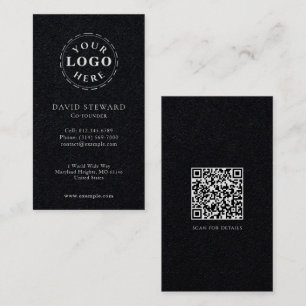 Tarjeta De Visita Guión blanco sólido para empresas Premium en negro