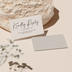 Tarjeta De Visita guión boda respuesta elegante en blanco negro mode