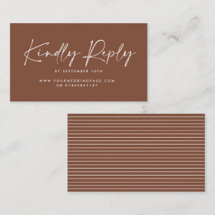 Tarjeta De Visita guión boda respuesta moderna marrón natural elegan