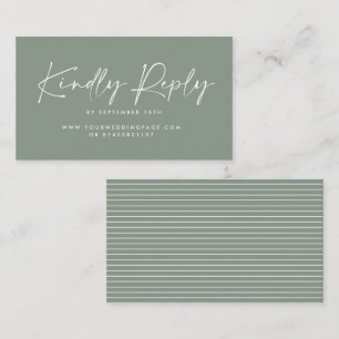 Tarjeta De Visita guión boda sage moderno verde elegante respuesta