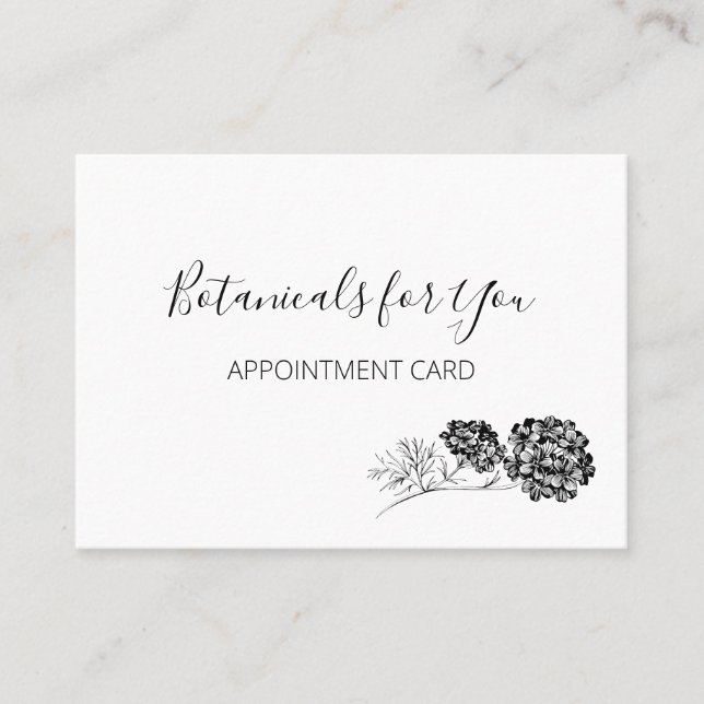 Tarjeta De Visita Guión botánico moderno y flores dibujadas (Anverso)