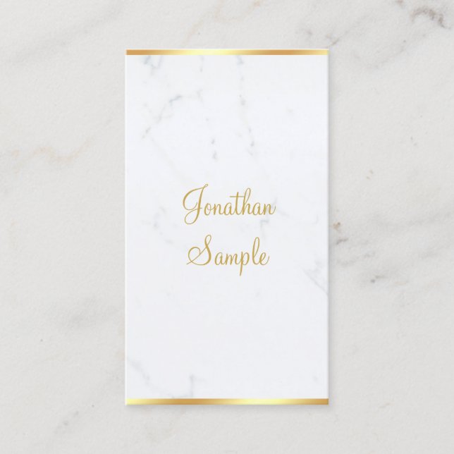 Tarjeta De Visita Guión caligrafiado Elegante Marble Gold moderno (Anverso)
