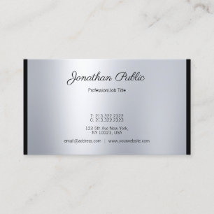 Tarjeta De Visita Guión calligrafiado creativo Plata moderna