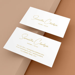 Tarjeta De Visita Guión cursivo dorado minimalista moderno manuscrit