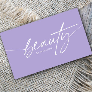 Tarjeta De Visita Guión de artista de belleza de moda Girly Lavender
