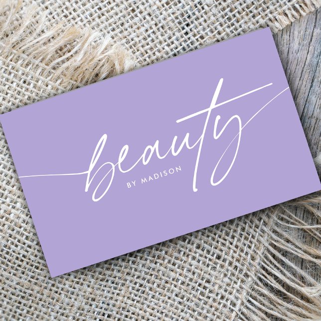 Tarjeta De Visita Guión de artista de belleza de moda Girly Lavender (Subido por el creador)