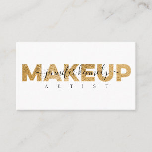 Tarjeta De Visita Guión de Artista de Maquillaje de Metal Dorado Sal