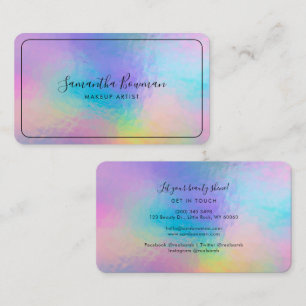 Tarjeta De Visita Guion de Artista de Maquillaje Moderno Falso Holog